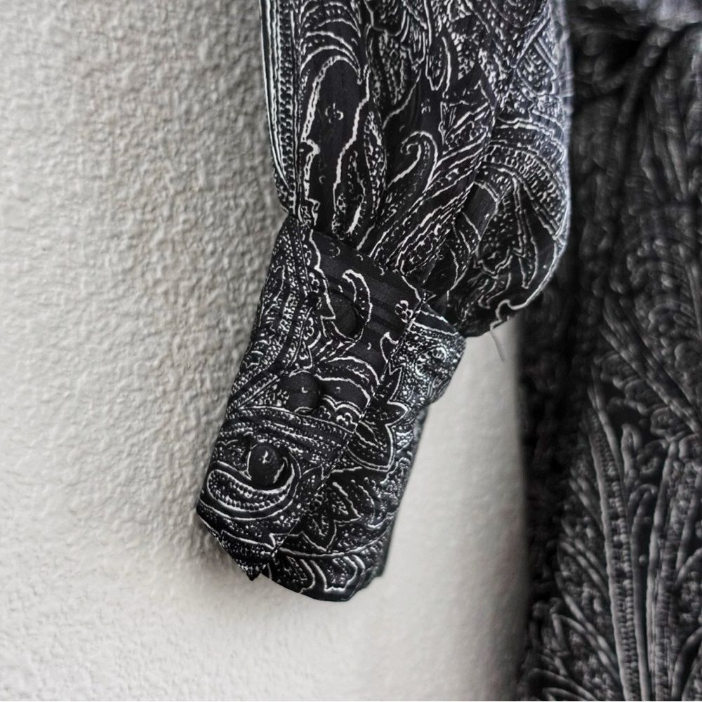 ZARA Paisley Print Grey/Black Maxi Tie Waste Dress Size S - Picture 11 of 14